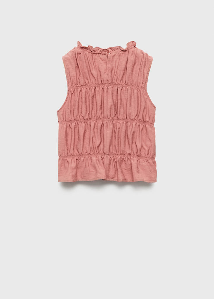 Ruched details linen-blend top — Pink