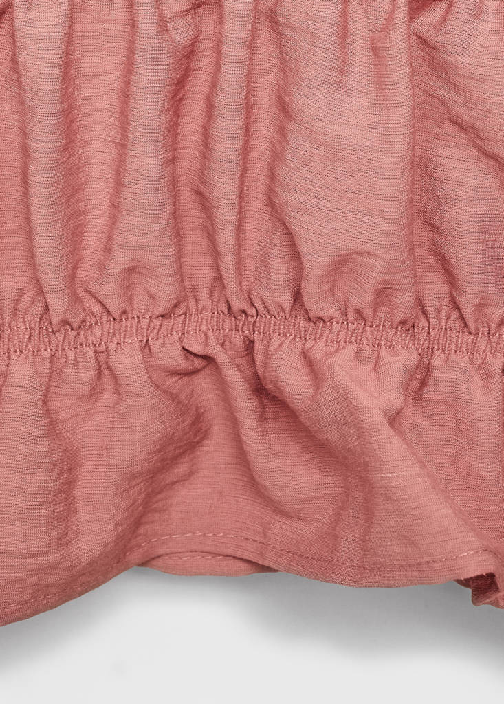 Ruched details linen-blend top — Pink