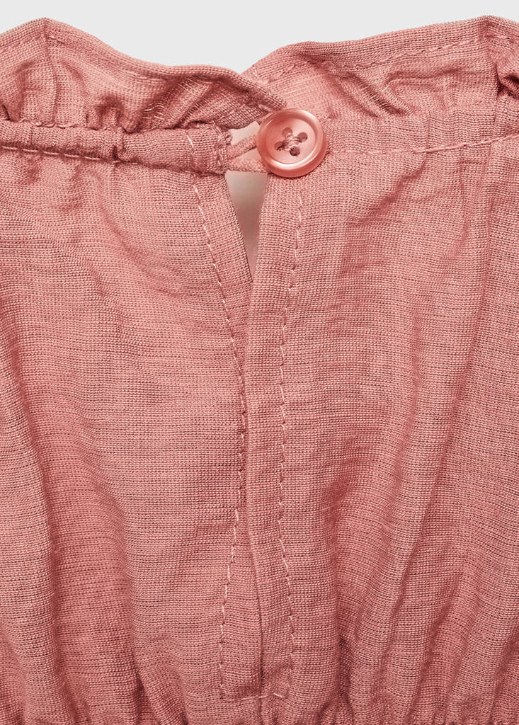 Ruched details linen-blend top — Pink