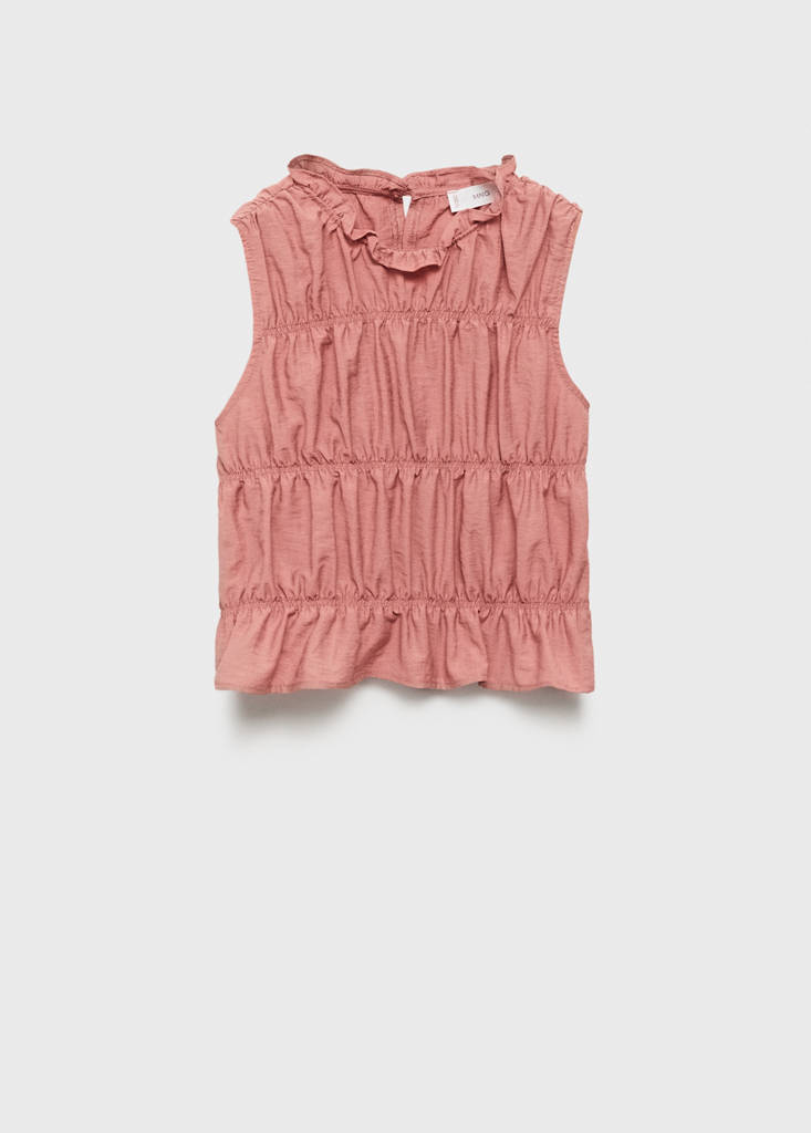 Ruched details linen-blend top — Pink