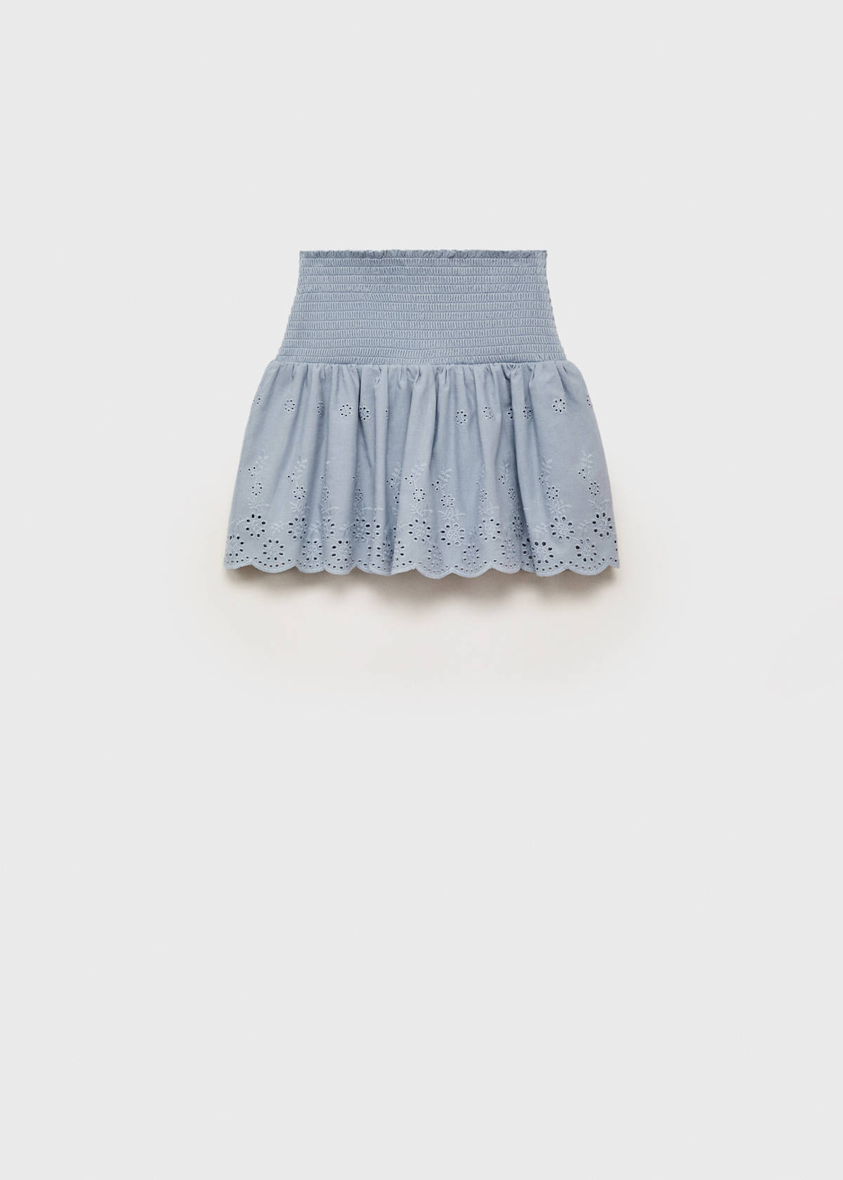 Swiss-embroidered ruffled skirt — Sky Blue