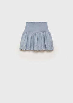 Swiss-embroidered ruffled skirt — Sky Blue 5