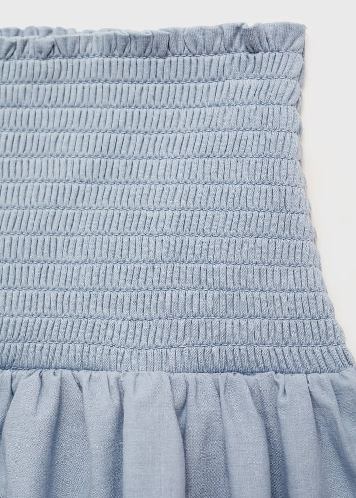 Swiss-embroidered ruffled skirt — Sky Blue