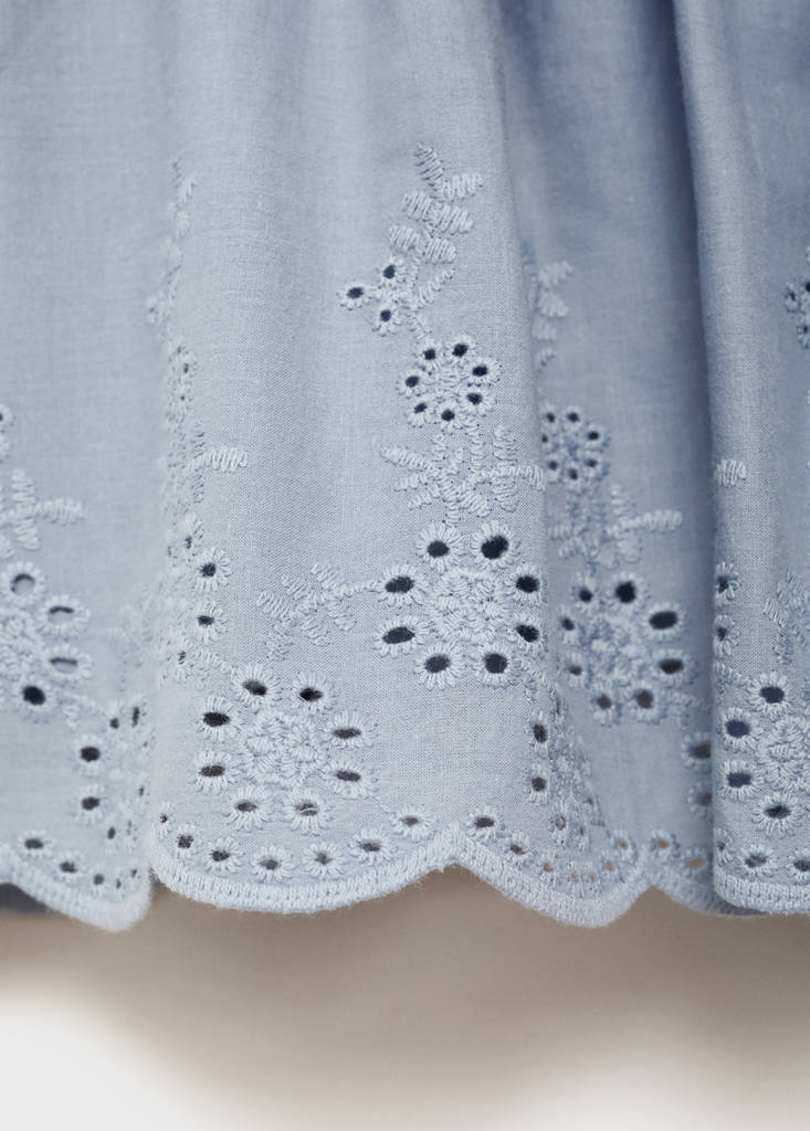 Swiss-embroidered ruffled skirt — Sky Blue