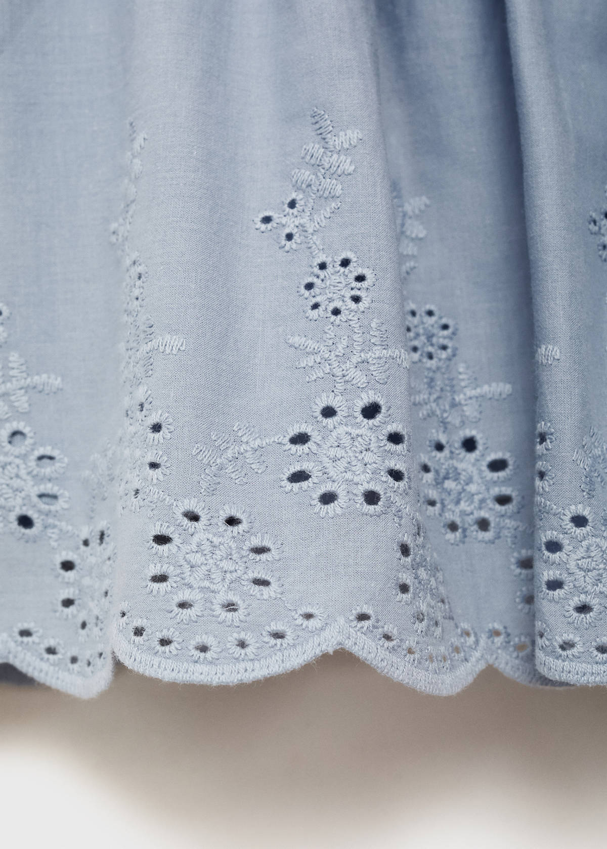 Swiss-embroidered ruffled skirt — Sky Blue