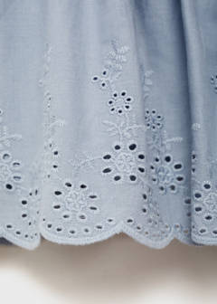 Swiss-embroidered ruffled skirt — Sky Blue 6