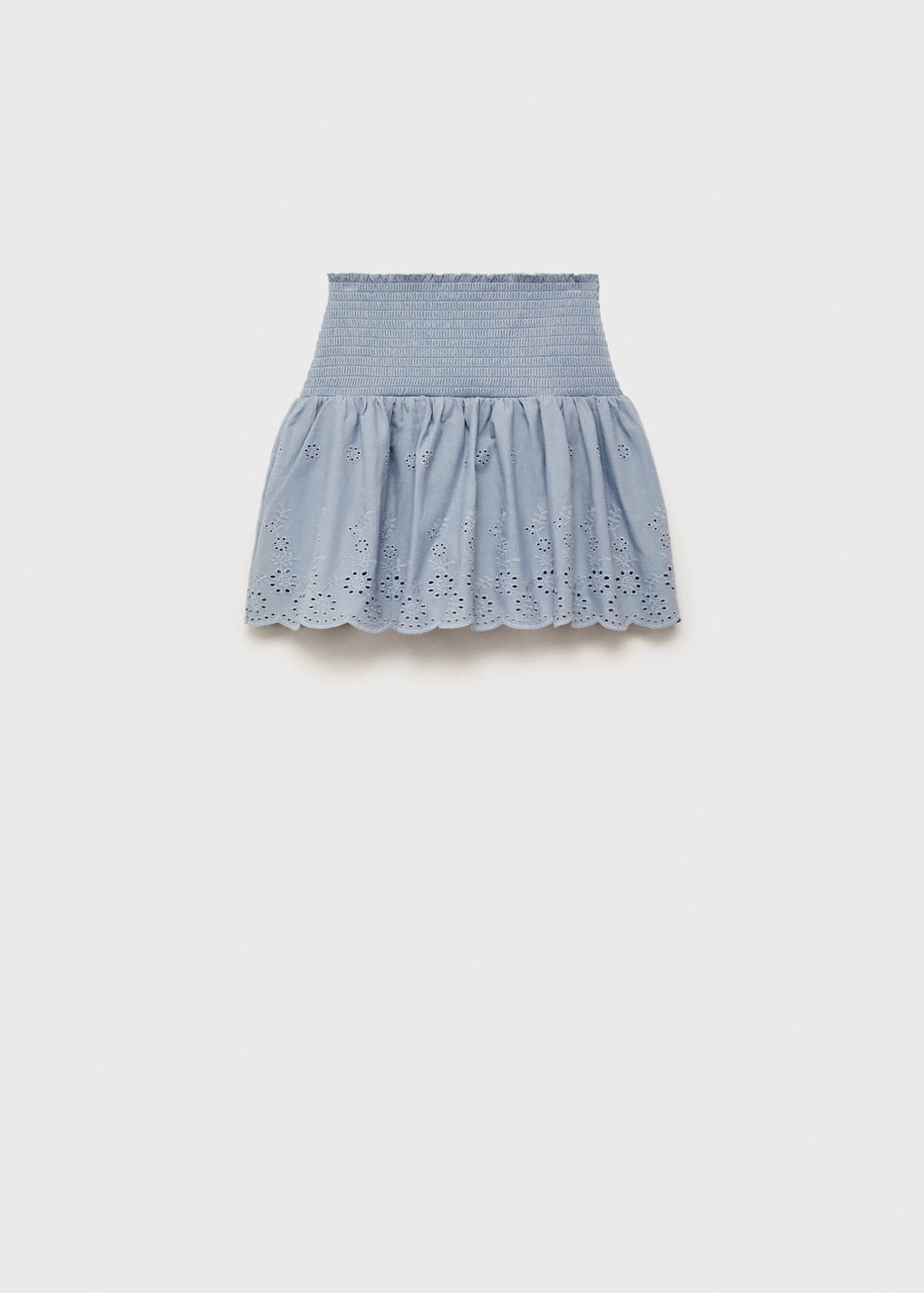 Swiss-embroidered ruffled skirt — Sky Blue
