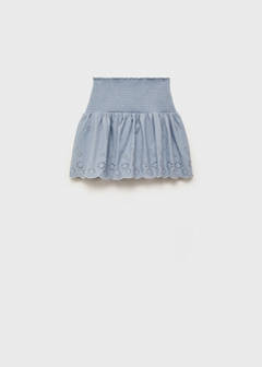 Swiss-embroidered ruffled skirt — Sky Blue 3