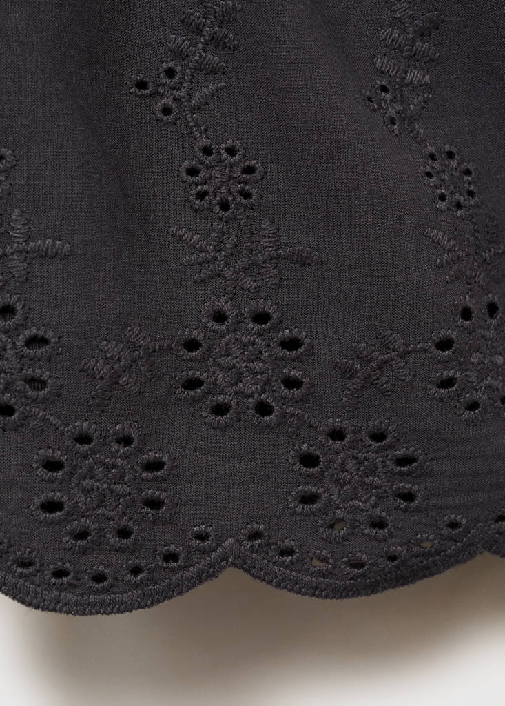 Swiss-embroidered ruffled skirt — Charcoal
