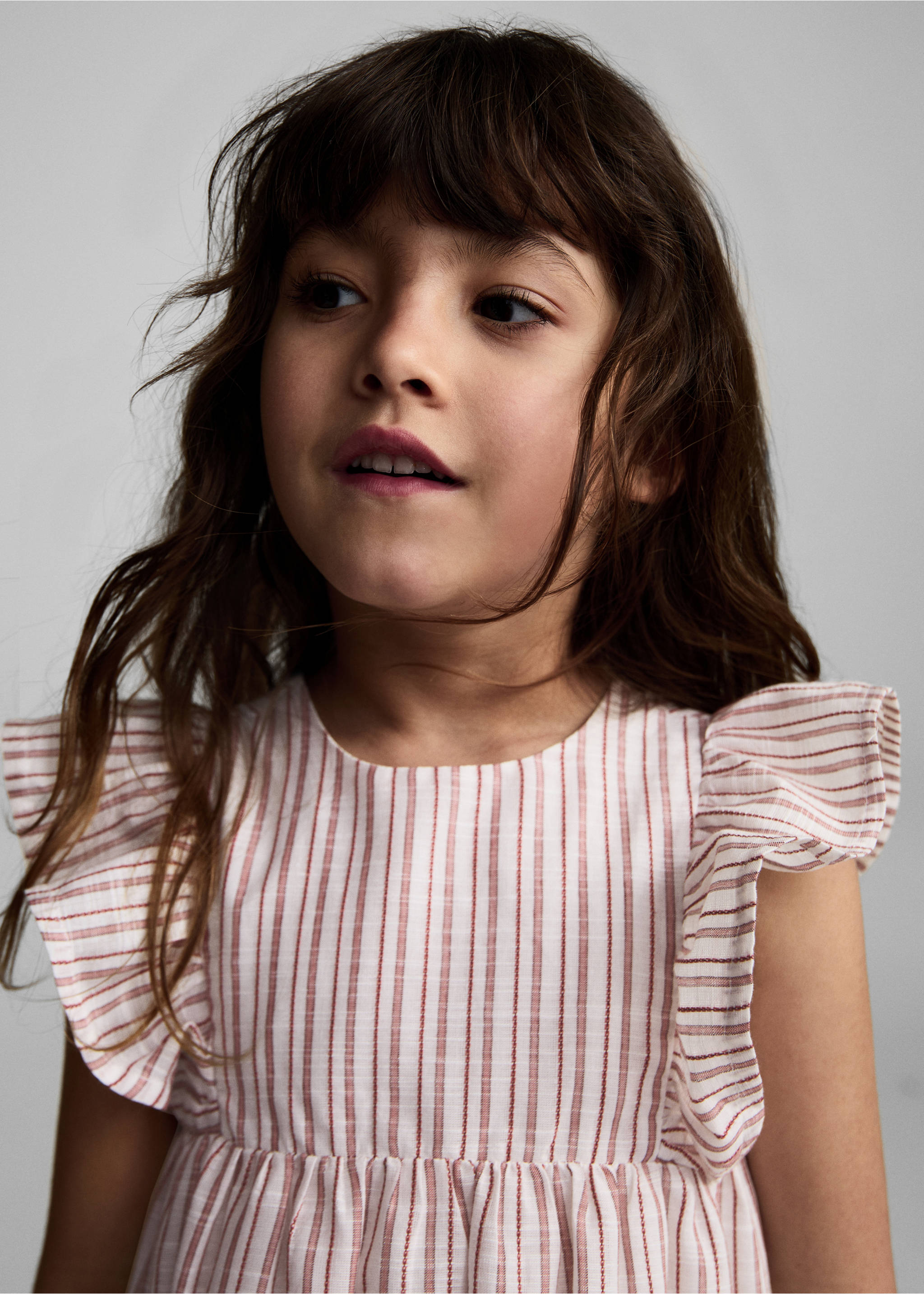 Vestido rayas volantes - Detalle del artículo 1, Rojo. Ref: 87095950-00.