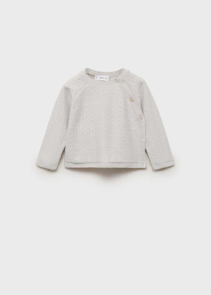 Knit embroidered sweater — Light Heather Grey
