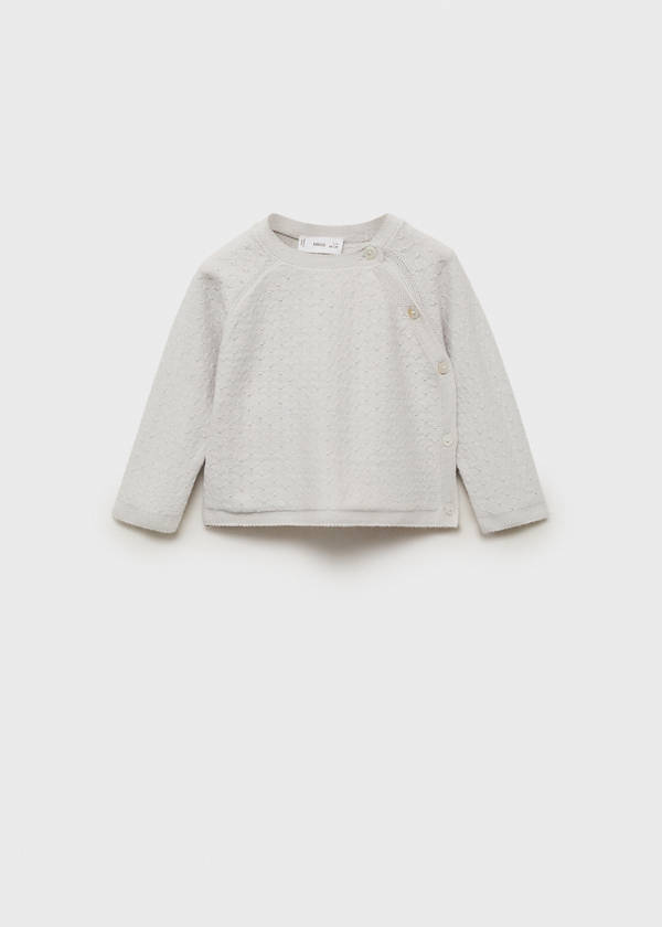Knit embroidered sweater — Light Heather Grey
