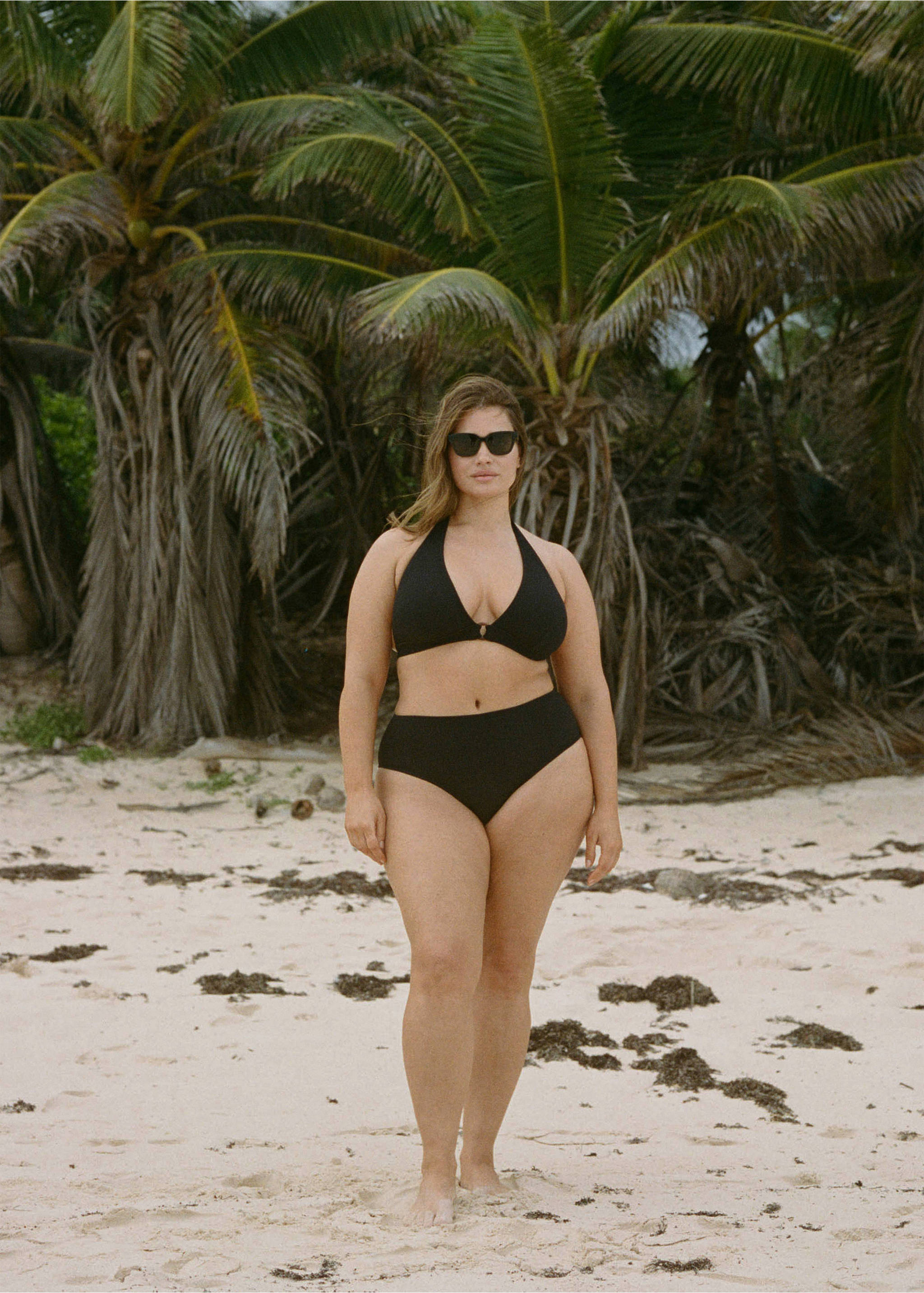Culotte bikini taille haute côtelée - Détail de l'article 3, Noir. Ref: 87095959-00.