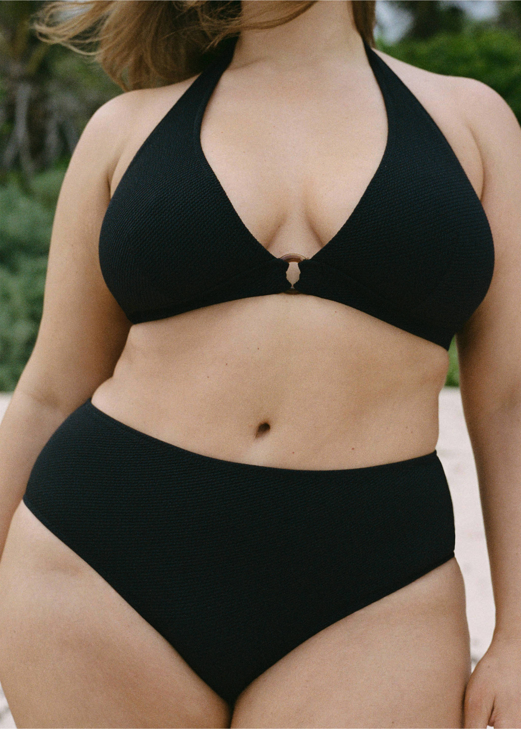 Culotte bikini taille haute côtelée - Détail de l'article 5, Noir. Ref: 87095959-00.