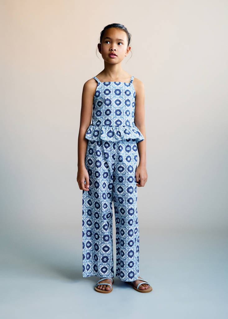 Printed straight trousers — Blue