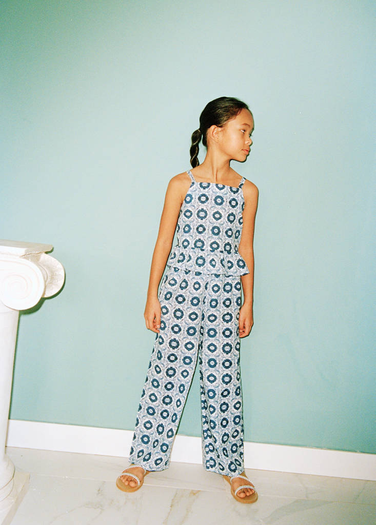 Printed straight trousers — Blue