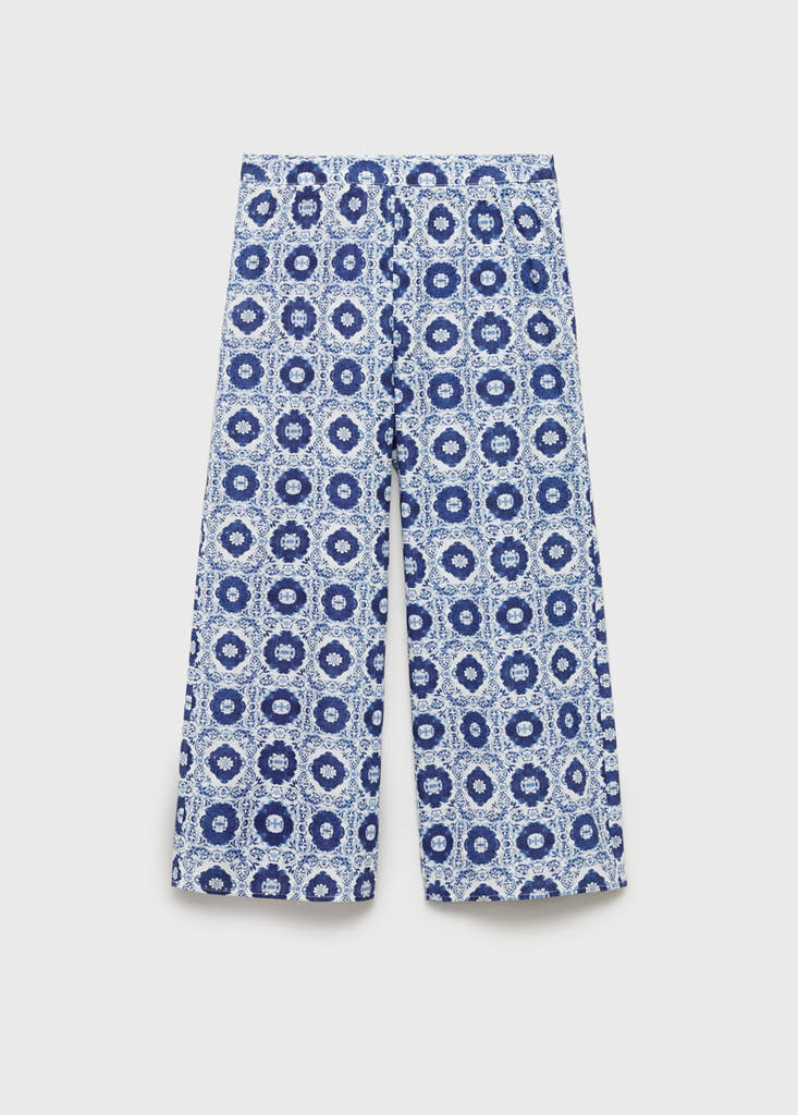 Printed straight trousers — Blue