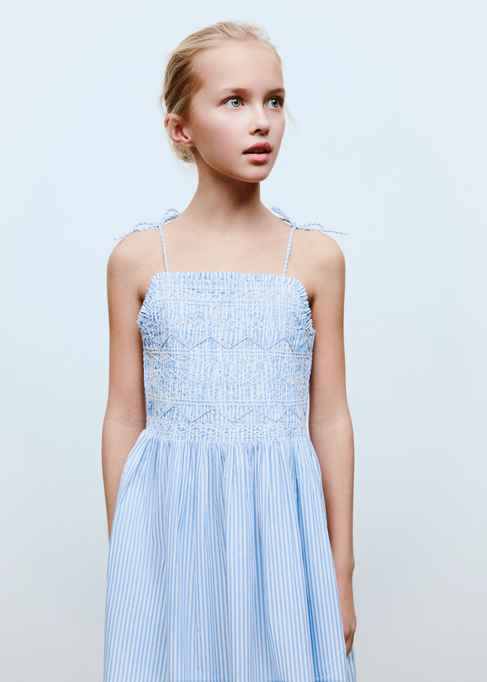 Striped gathered dress - Medium plane