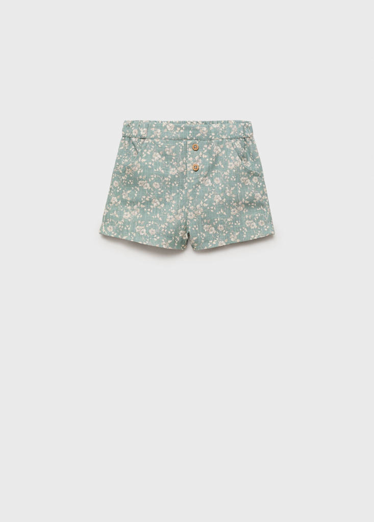 Floral cotton shorts — Green