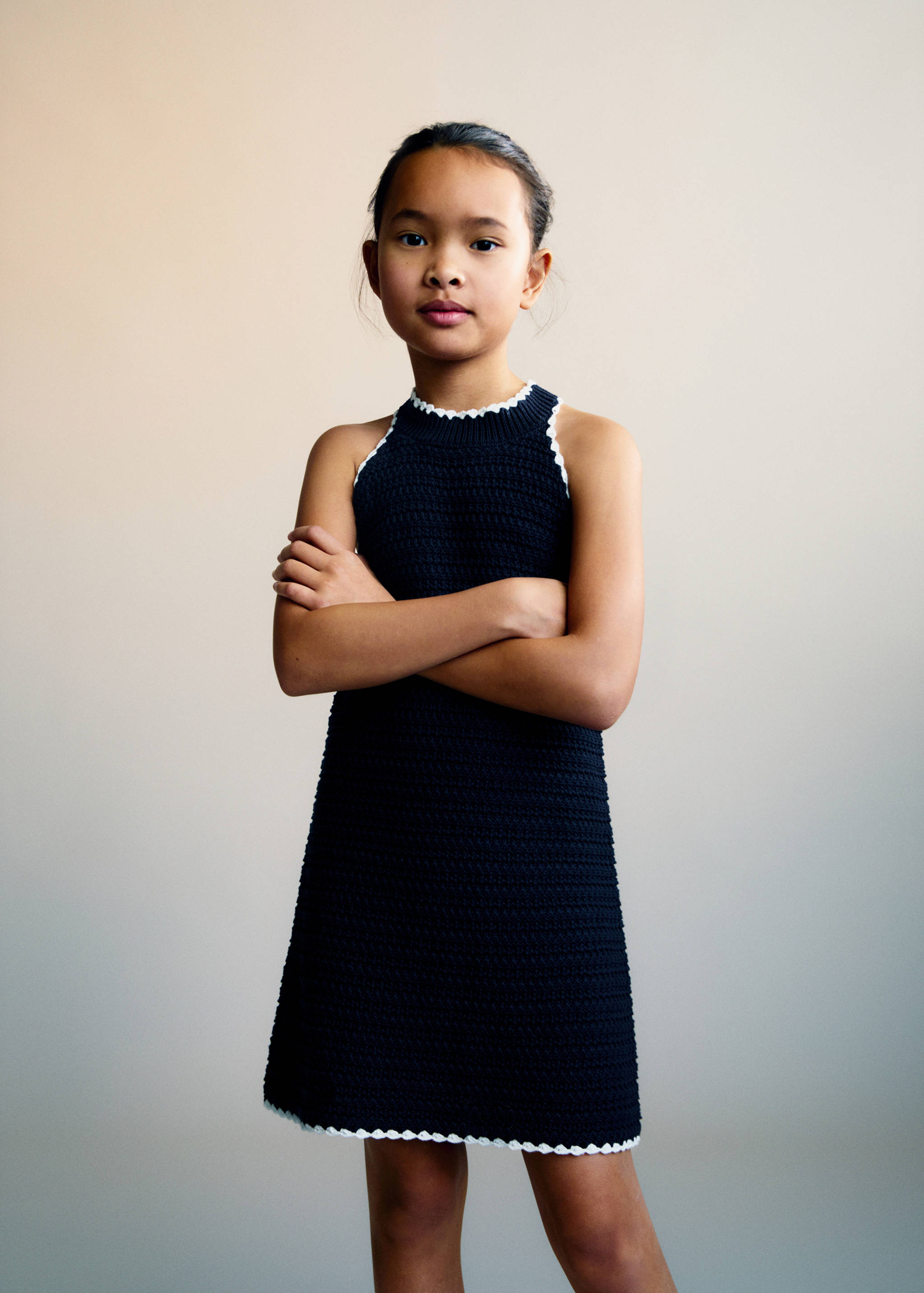 Vestido punto ribetes contraste - Plano medio