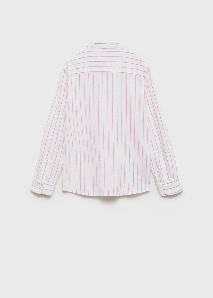 Striped Mao collar shirt — Dark Orange