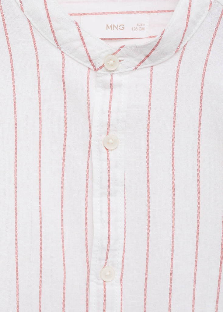 Striped Mao collar shirt — Dark Orange