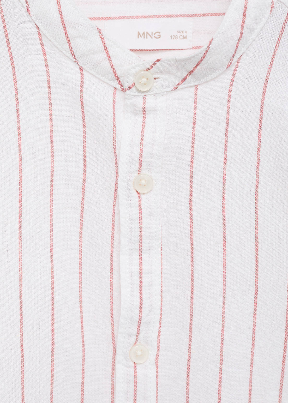 Striped Mao collar shirt — Dark Orange