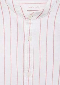 Striped Mao collar shirt — Dark Orange 5