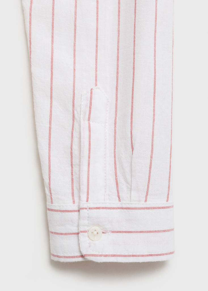 Striped Mao collar shirt — Dark Orange