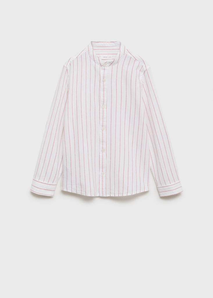 Striped Mao collar shirt — Dark Orange