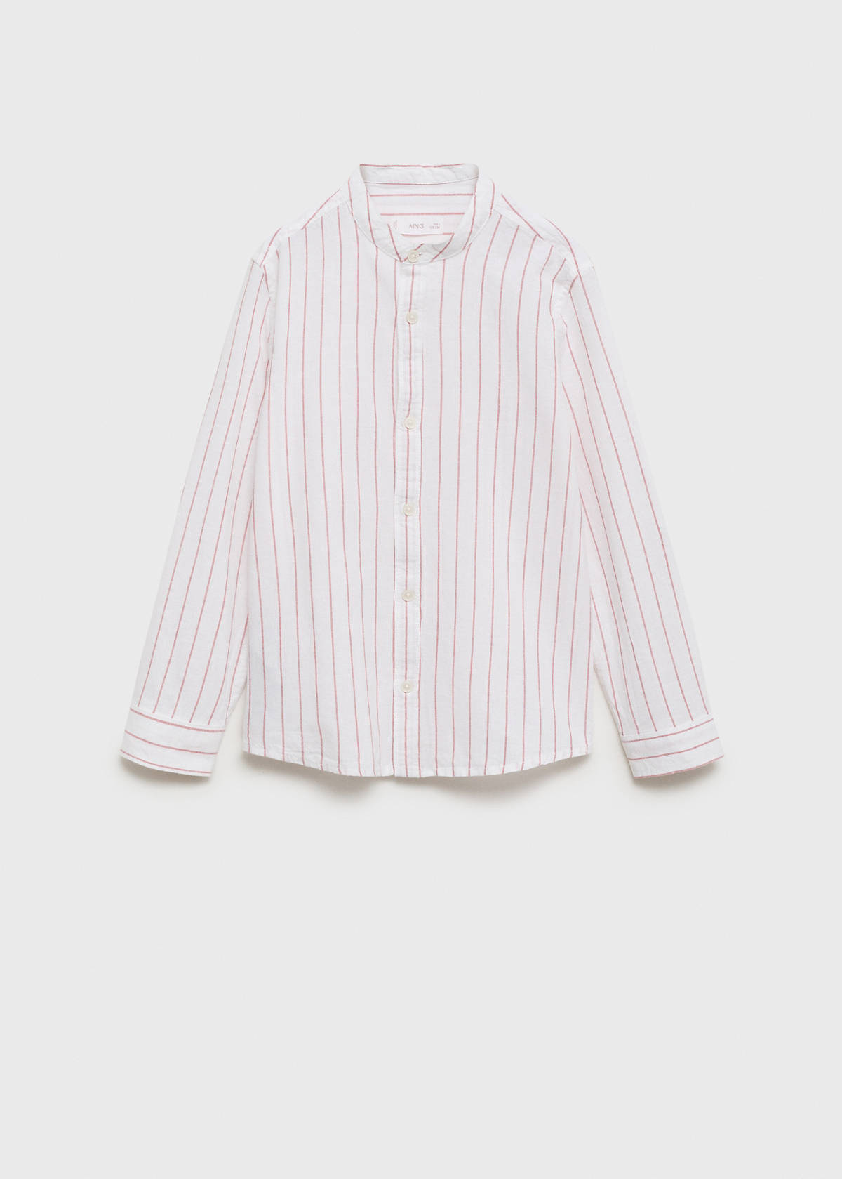 Striped Mao collar shirt — Dark Orange