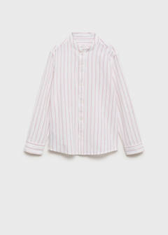 Striped Mao collar shirt — Dark Orange 3