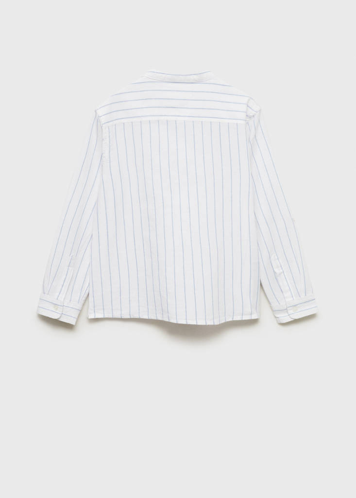 Striped Mao collar shirt — Blue