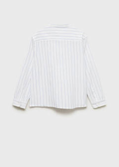 Striped Mao collar shirt — Blue 6