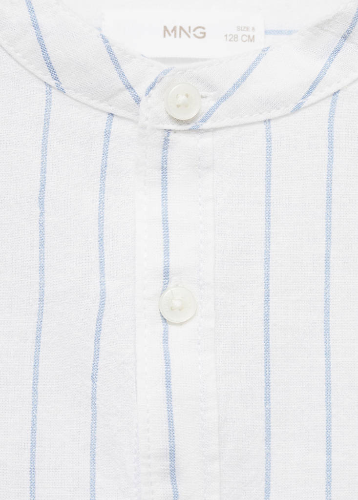 Striped Mao collar shirt — Blue