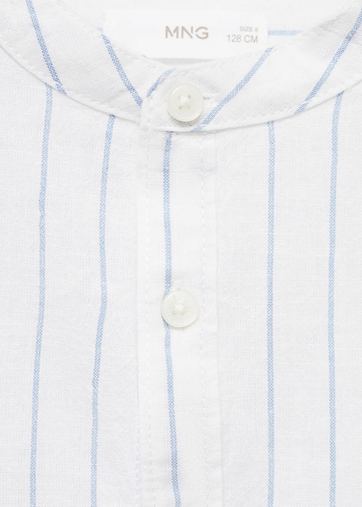 Striped Mao collar shirt — Blue