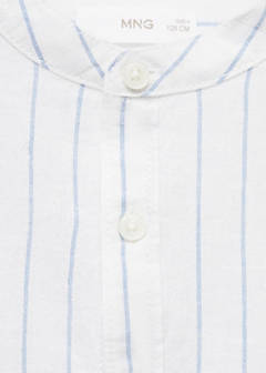 Striped Mao collar shirt — Blue 5