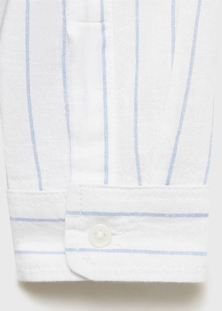 Striped Mao collar shirt — Blue