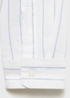 Striped Mao collar shirt — Blue 7