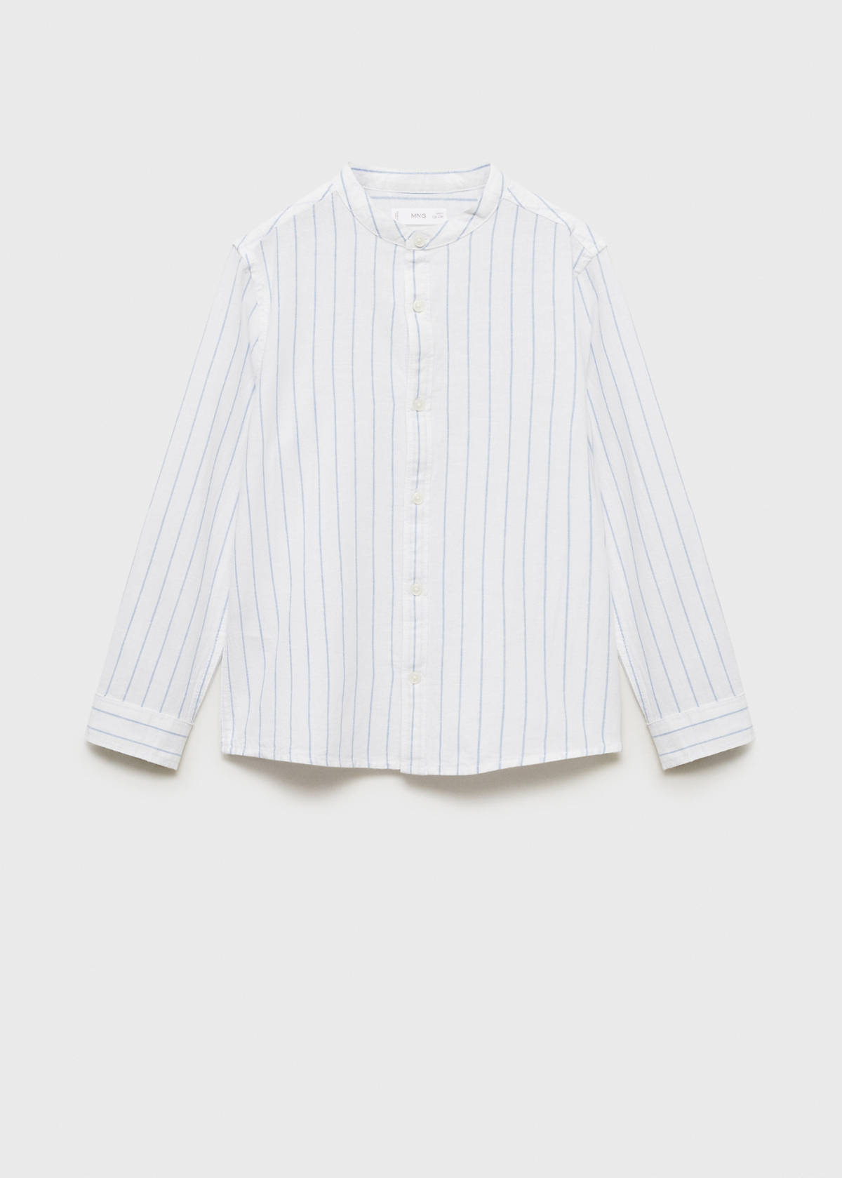 Striped Mao collar shirt — Blue