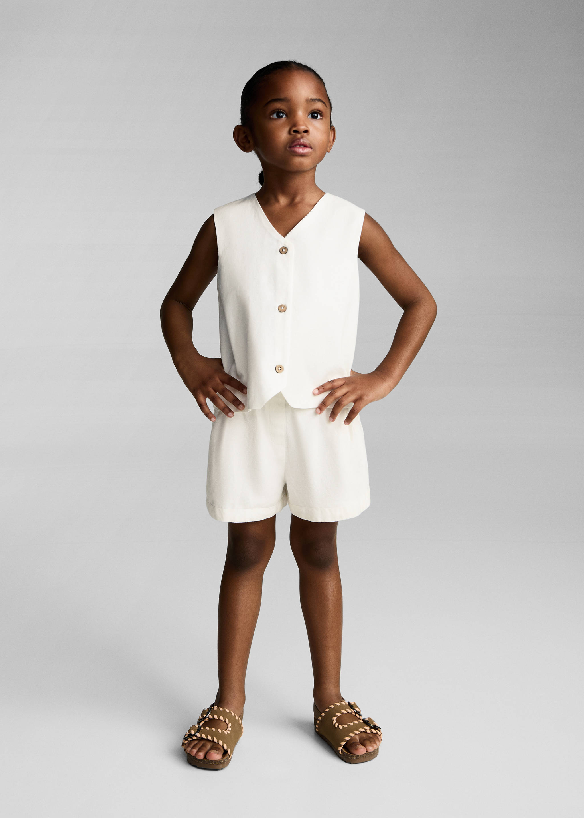 Chaleco lino botones - Plano general