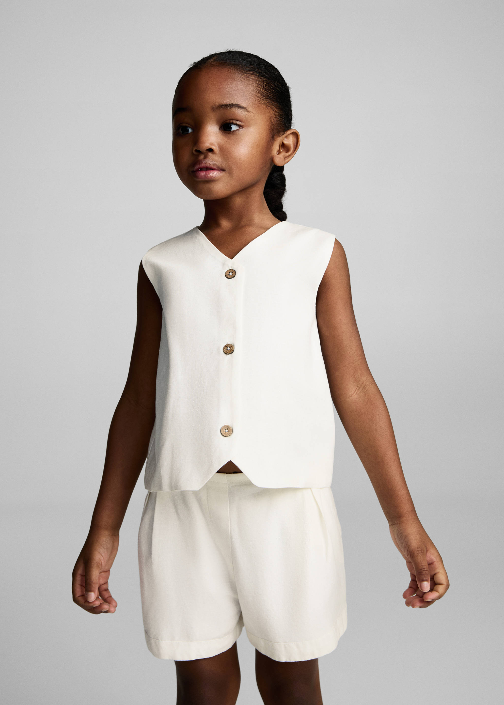 Chaleco lino botones - Plano medio