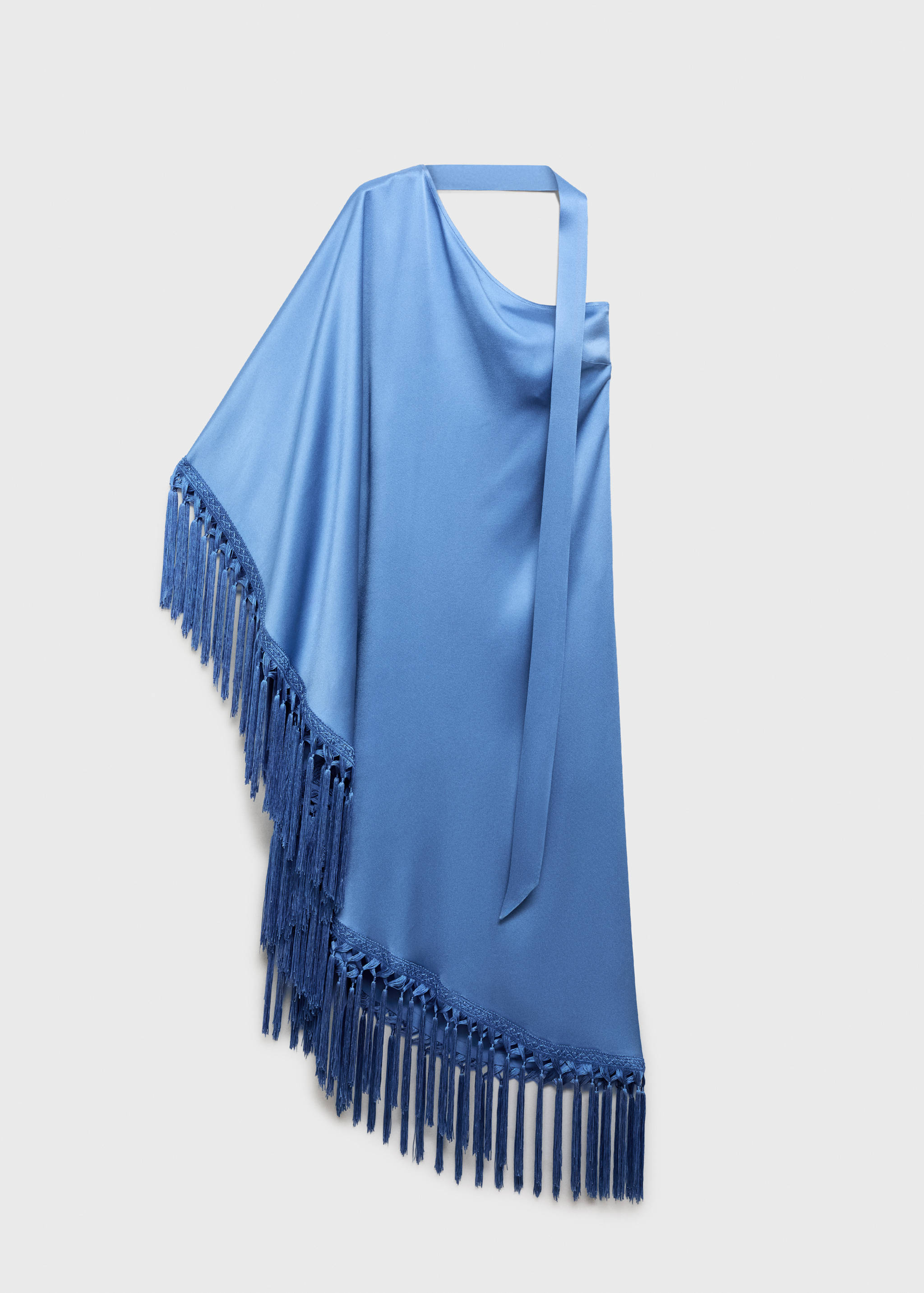 Asymmetrical satin dress with fringes - Article without model