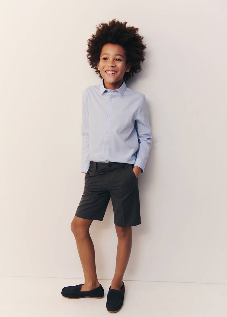 High waist suit bermuda shorts — Dark Heather Grey