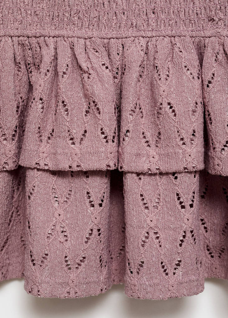 Ruched short dress with flounce hem — Pastel Pink