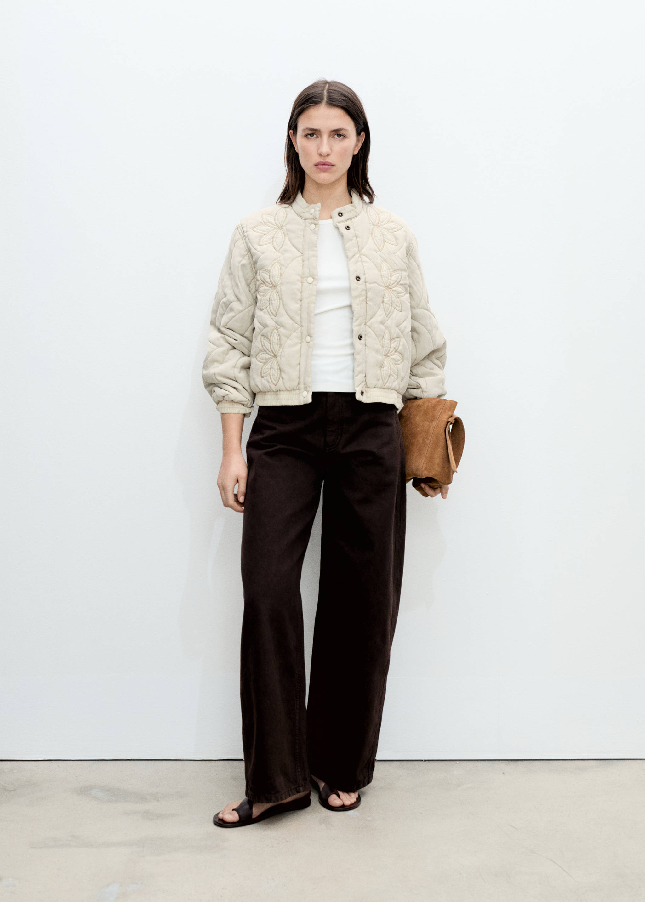 Veste matelassée broderie à fleurs - Plan général
