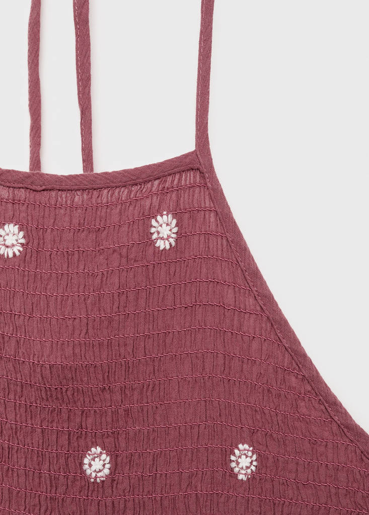 Long embroidered jumpsuit — Maroon