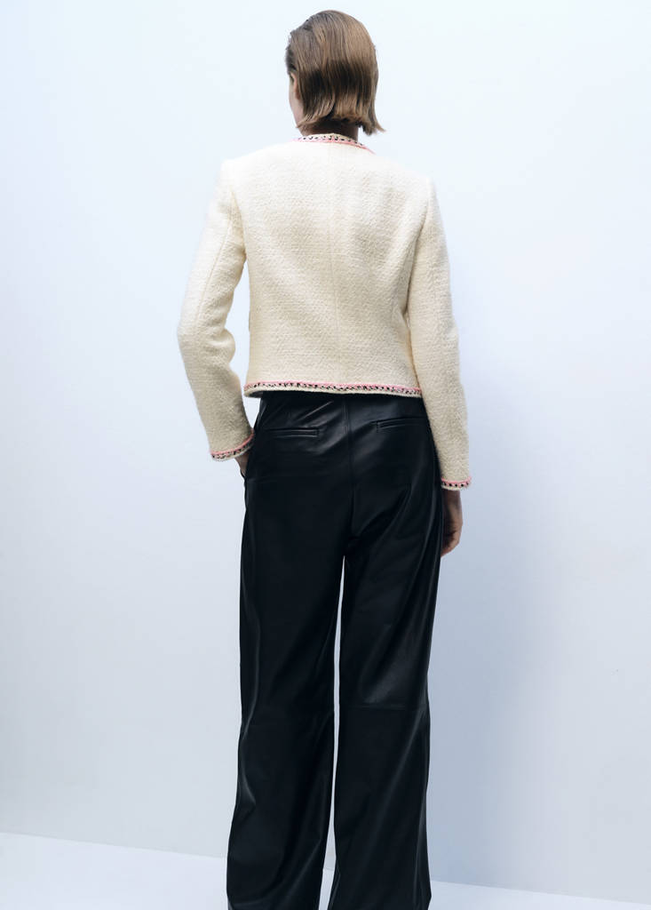 Tweed jacket with contrasting trims — Ecru