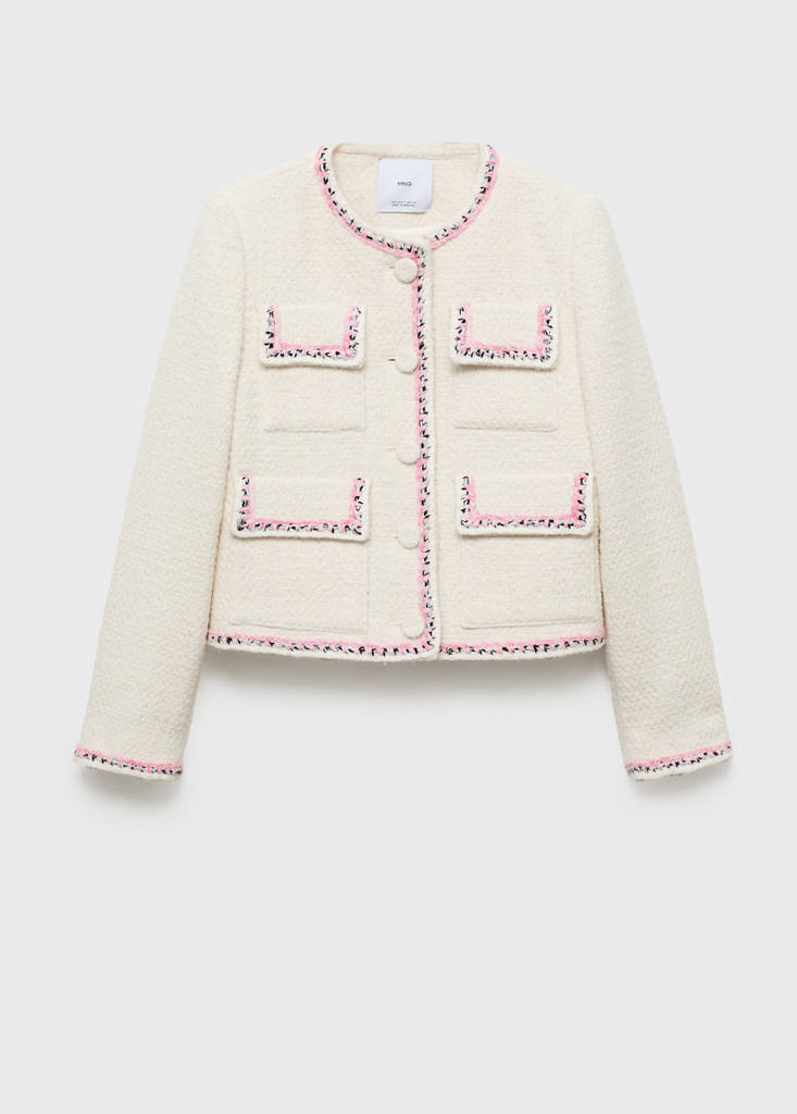 Tweed jacket with contrasting trims — Ecru