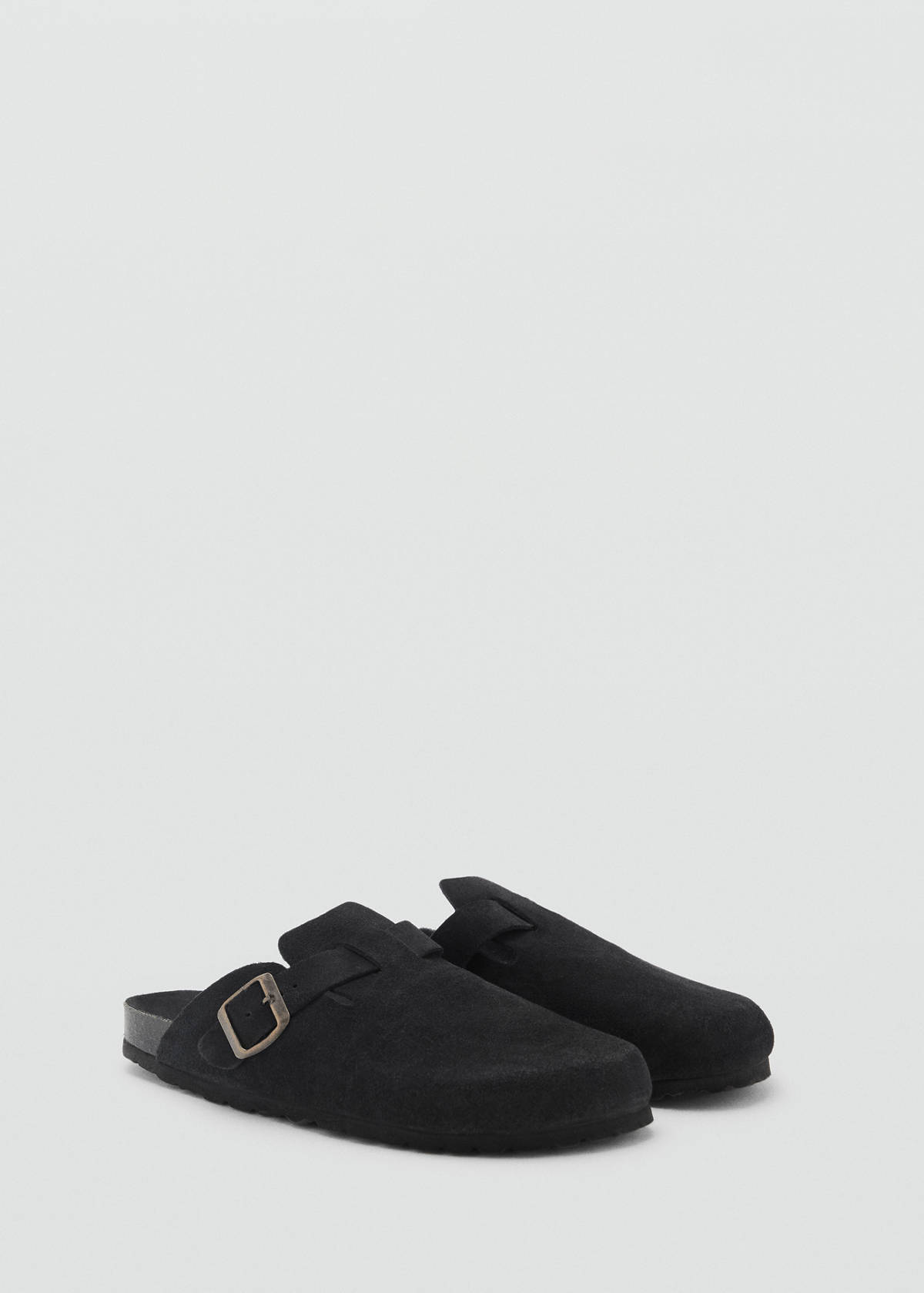 Suede leather clogs — Black